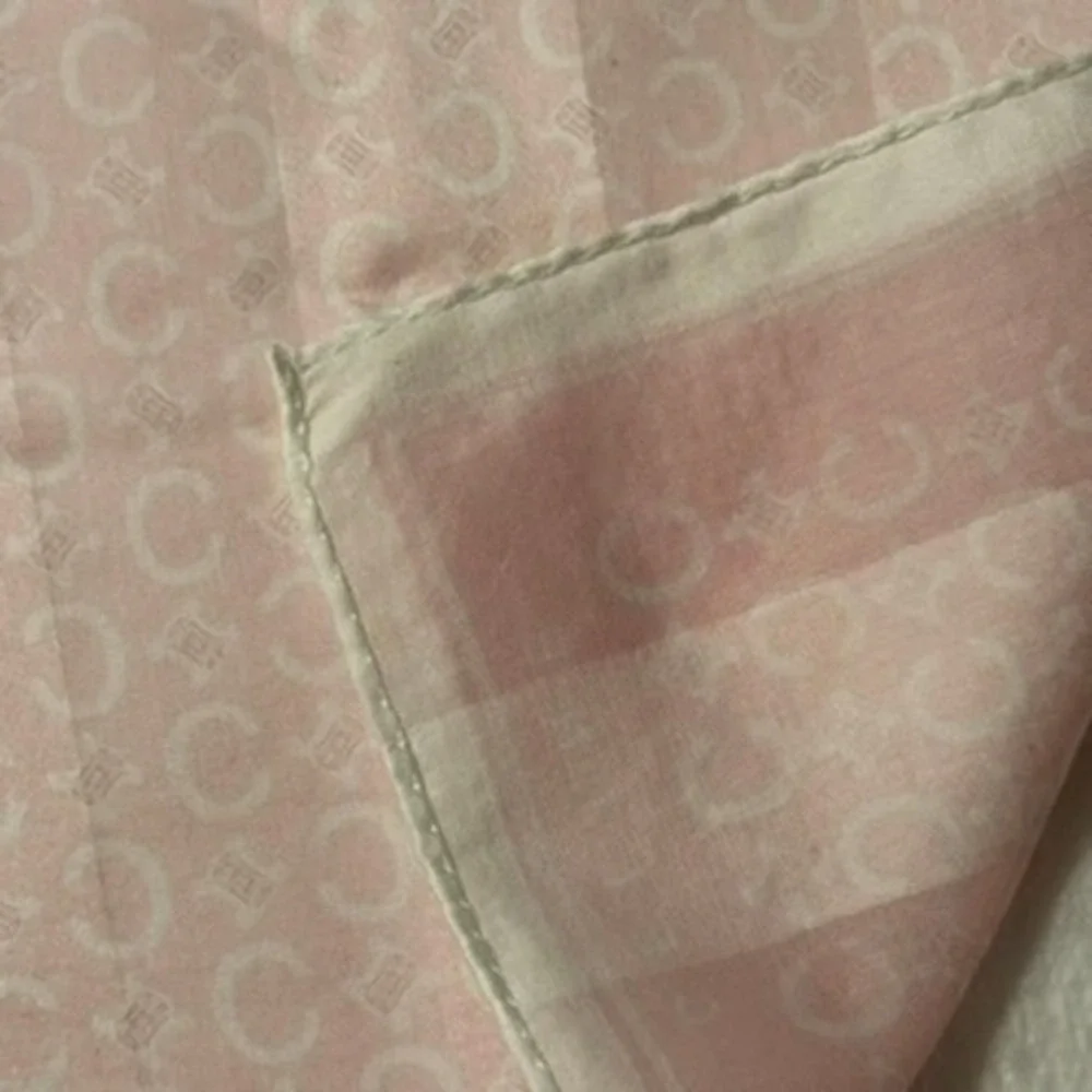 Vtg CELINE Scarf Handkerchief Macadam Logo Pink White 19